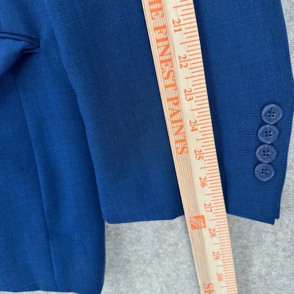 Falcone Mens Blue 2 Piece Suit Set Peak Lapel Blazer Jacket 52L Pants 40X28